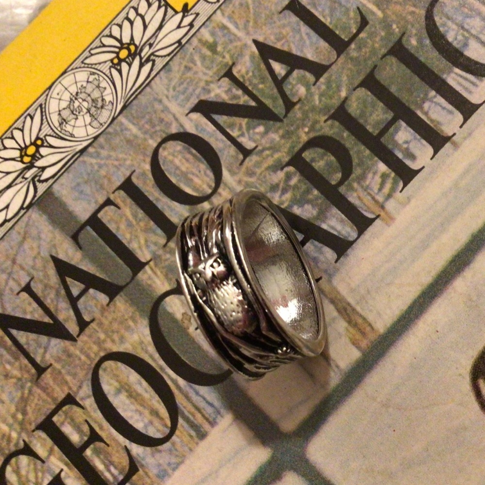 Stunning silver OWL in tree ring band DETAILING 11 - Picture 8 of 16